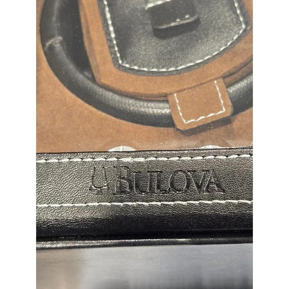 Bulova Automatic Watch Winder Black Leather With White Stitching SM-30371 NEW